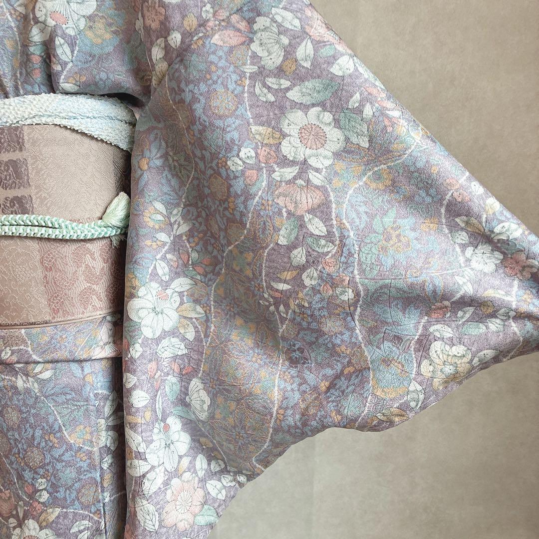 小紋　フルセット　着物　辻ヶ花　洗える着物　大人やさしさ　しつけ糸付き　G8