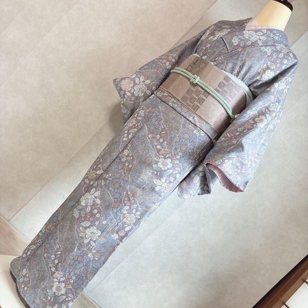 小紋　フルセット　着物　辻ヶ花　洗える着物　大人やさしさ　しつけ糸付き　G8