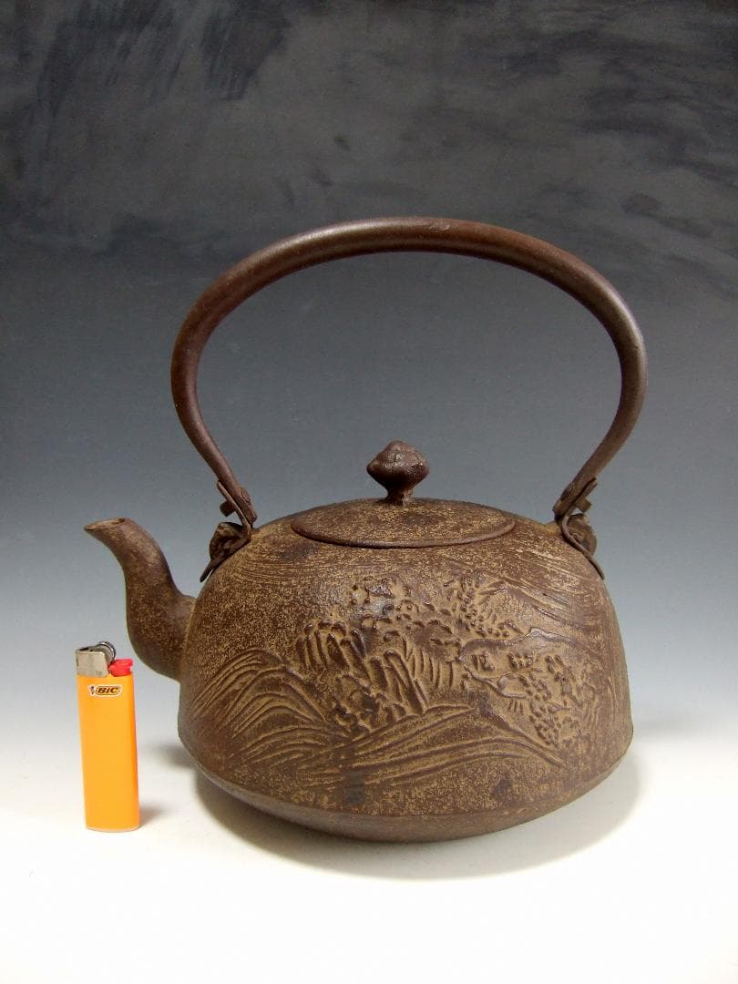 南部 宝鉄堂 雲龍紋 鬼面鐶付 鉄瓶
