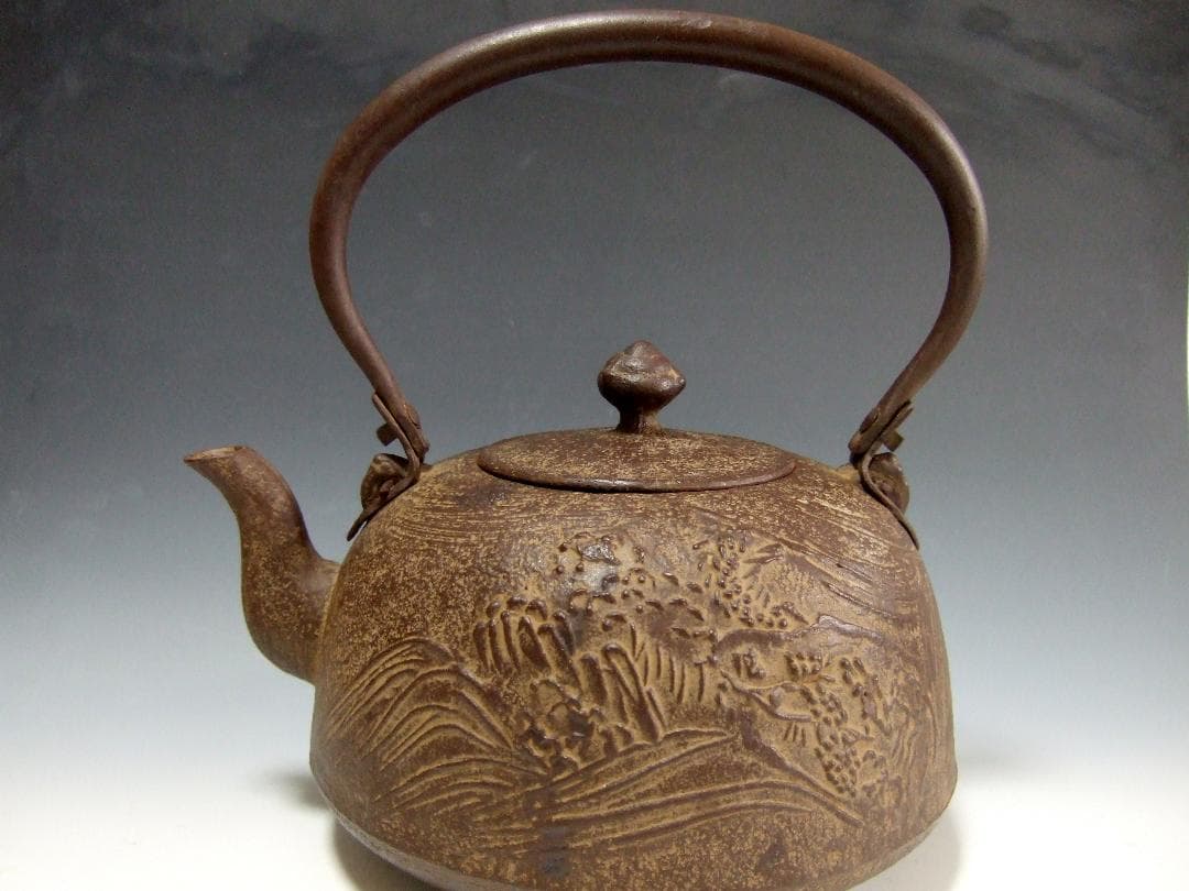 南部 宝鉄堂 雲龍紋 鬼面鐶付 鉄瓶