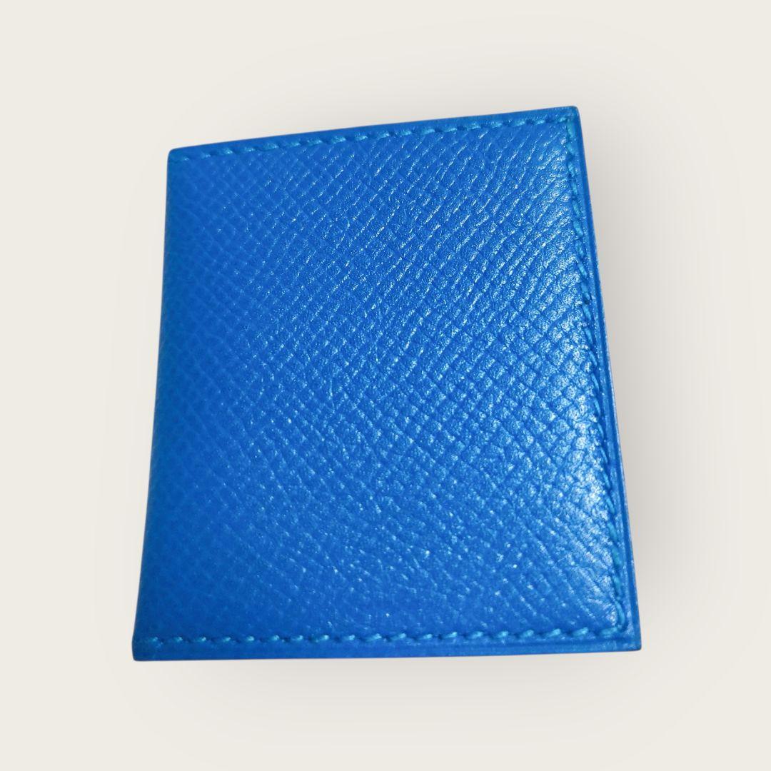 【未使用】エルメス　ミニフォトケース 写真入れ 写真ケース ブルー系 レザー