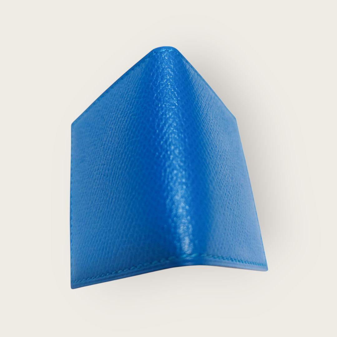 【未使用】エルメス　ミニフォトケース 写真入れ 写真ケース ブルー系 レザー