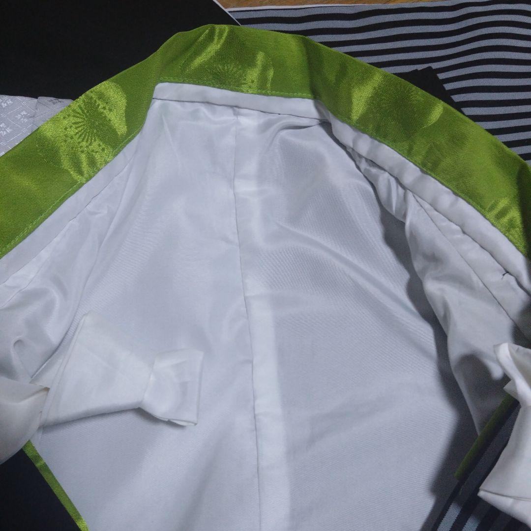 三歳★美品★モダン★チェック被布＆黒ストライプ着物＆雪駄18