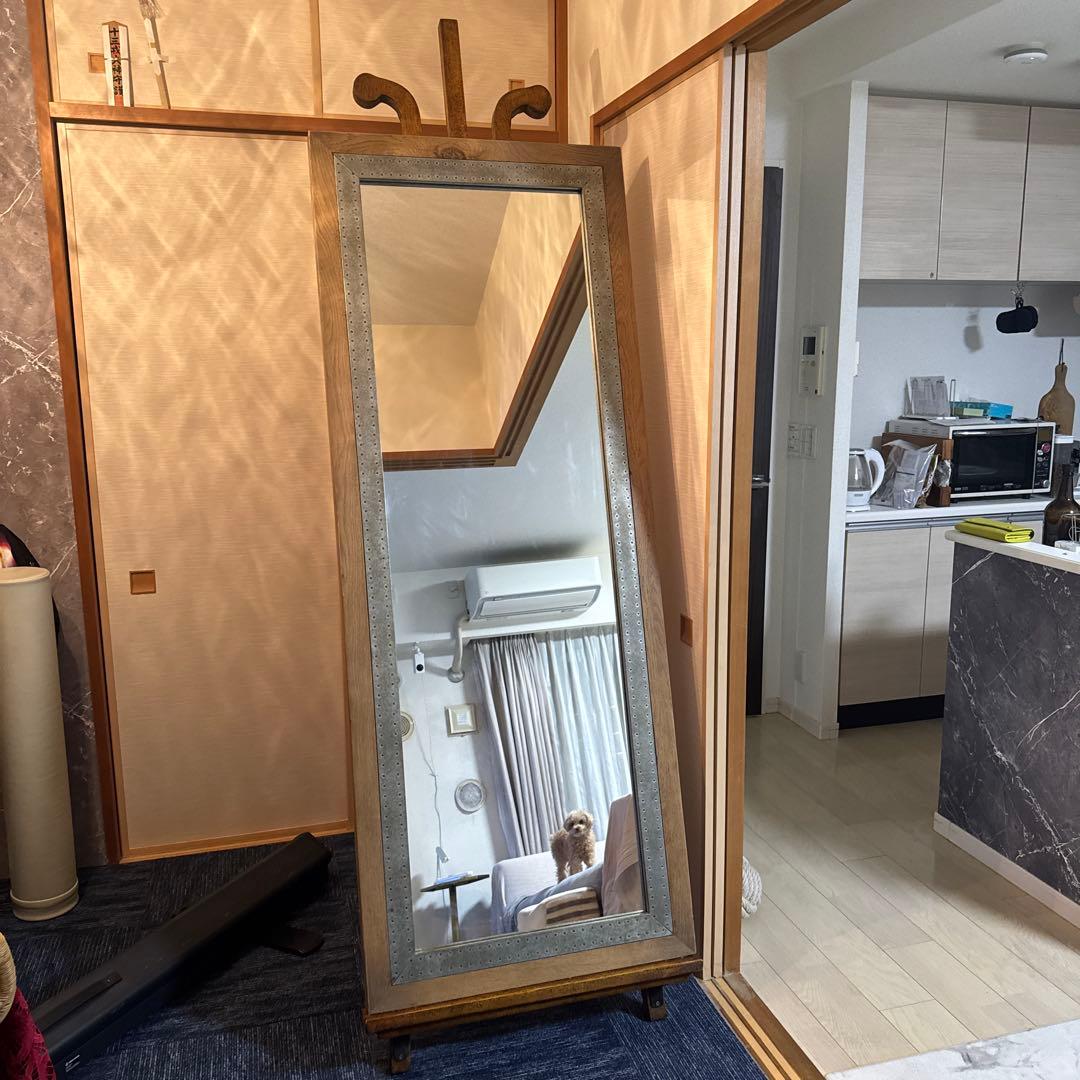 高級　特大姿見　鏡　ビッグミラー　全身鏡　イーゼル　2点セット　ブティック　店舗