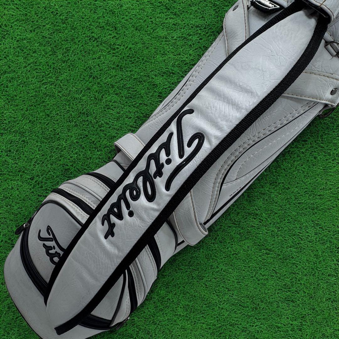 Titleist キャディバッグ 9型 6分割 レザー グレー ヘッドカバー付き