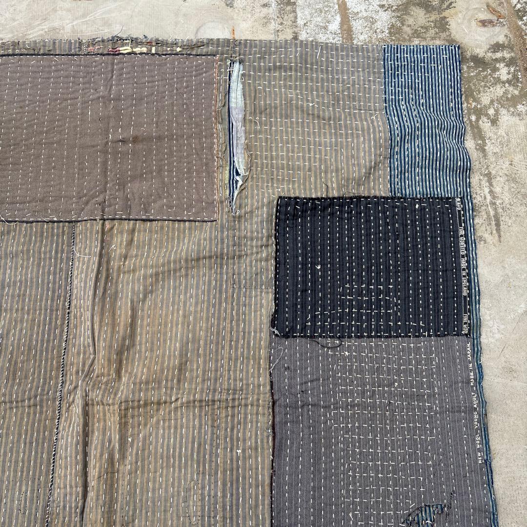 SALE⏬襤褸❹縞模様　全面刺子　敷物　カバー　パッチワーク