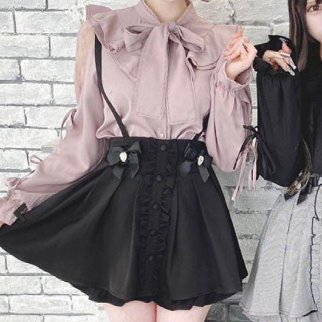 地雷 ノエミー フリル ブラウス マーズ スカパン 十字架 リボン セットアップ