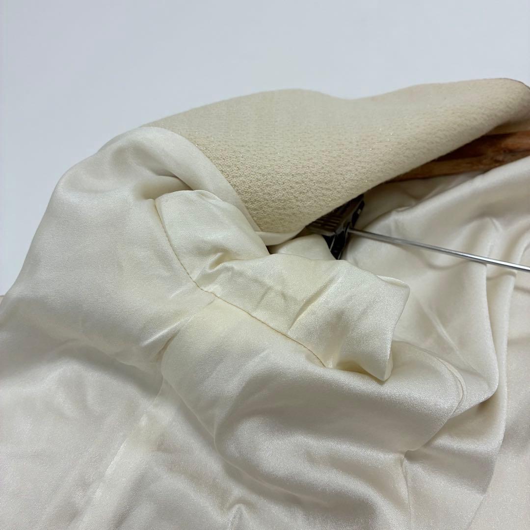 LEONALD レオナール☆微ラメノーカラージャケット 13号 Vネック