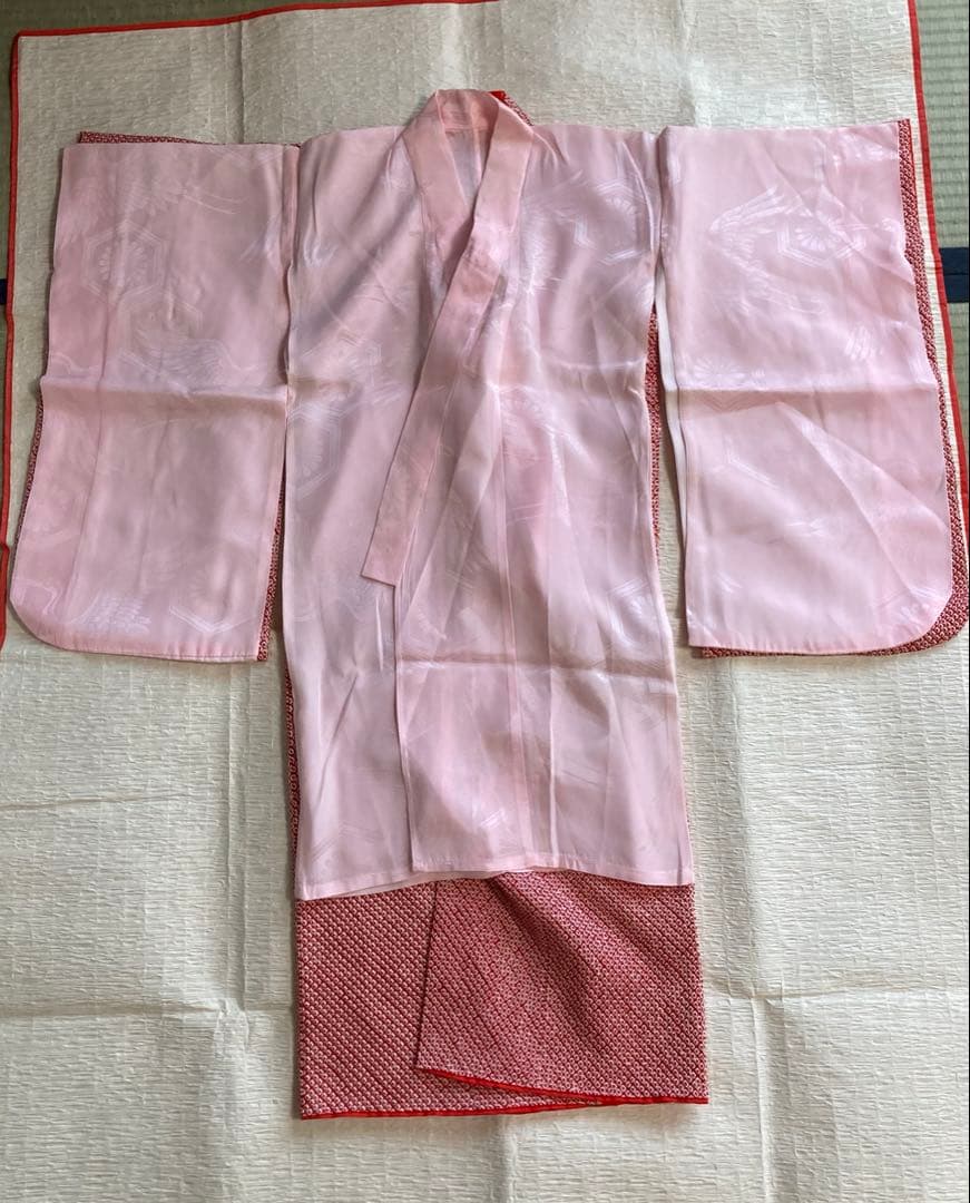 最高級　京都古川被布　おはりばこ髪飾り　総絞り着物　長襦袢　草履　足袋フルセット