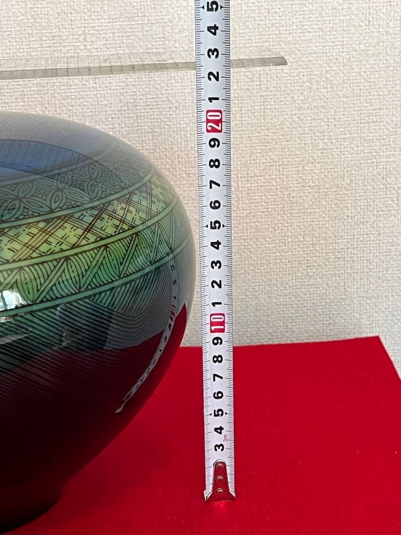 【大型】人間国宝 三代 徳田八十吉（正彦銘）碧明釉 小紋壺 管理T291