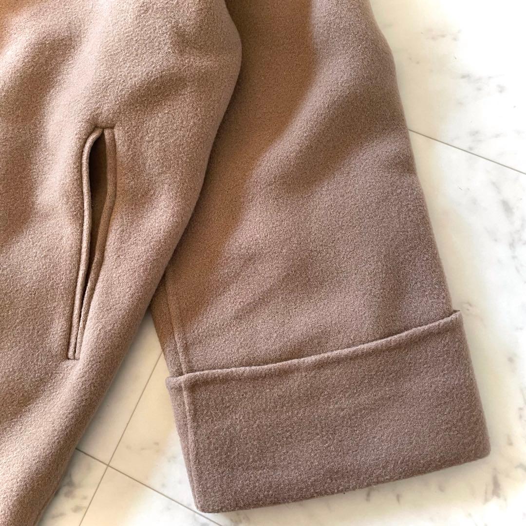 美品＊スピック＆スパン ダブルモッサリバーフーディーガウンコート カシミヤ混