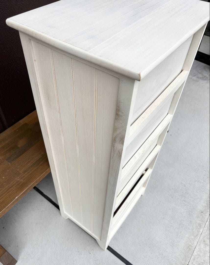 アンティーク風 5段チェスト シャビーシック ホワイト