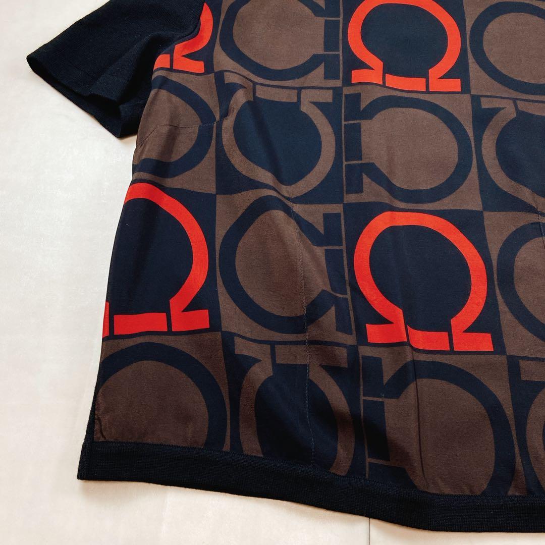 極美品 フェラガモ ガンチーニシルク100 ニットアンサンブル カーディガン