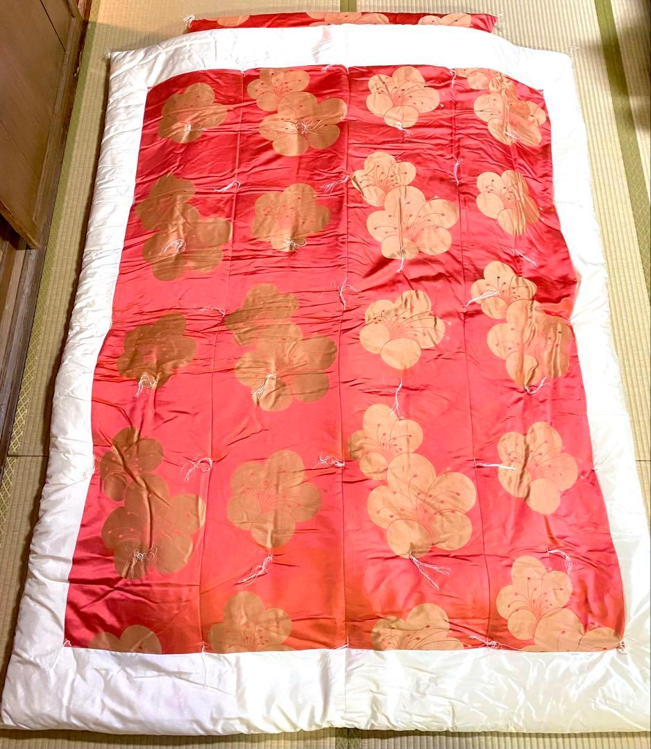 【未使用】日本製　高級婚礼布団（掛・敷布団セット）絹・真綿 シングル　シルク