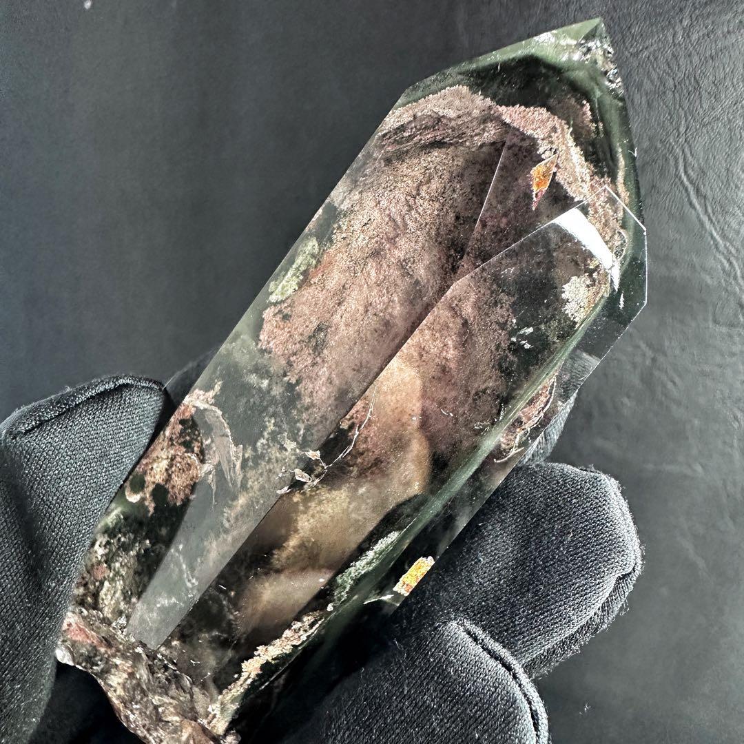 ガーデンクォーツインクォーツ六角柱レインボー☆庭園水晶ポイント☆天然石A1240