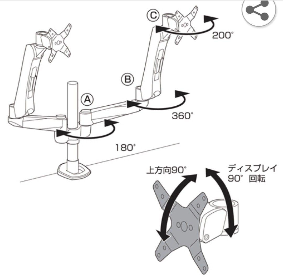 ⑦SANWA SUPPLY CR-LA1007 デュアルモニターアーム