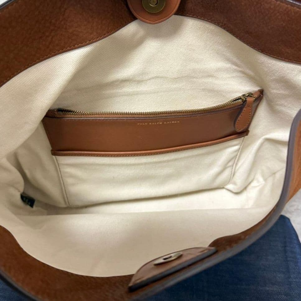 ✅️ポロラルフローレン　ホーボーバッグ スエード 　レザー　ブラウン