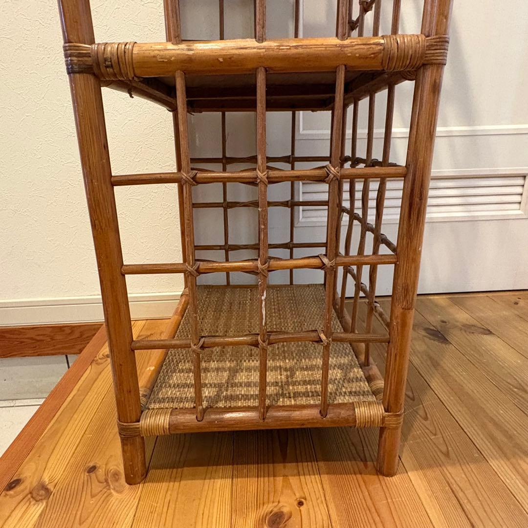 昭和レトロ アーチ型 3段ラタンラック オープンシェルフ 飾り棚 ディスプレイ