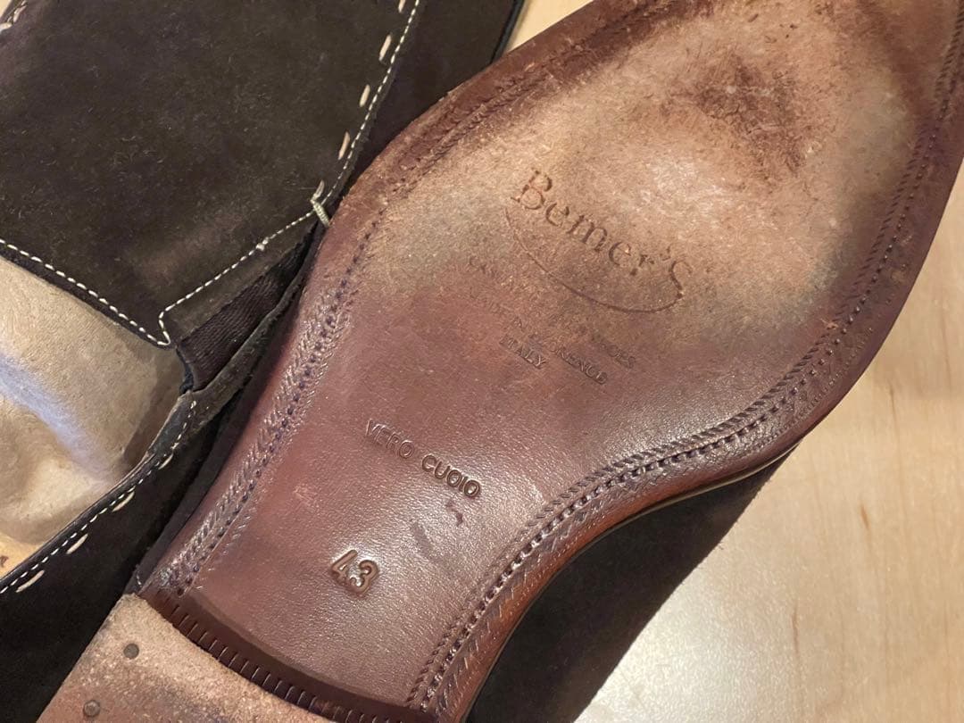 ベーメルズBemer'Sダークブラウン スエード ビジネスシューズ イタリア製