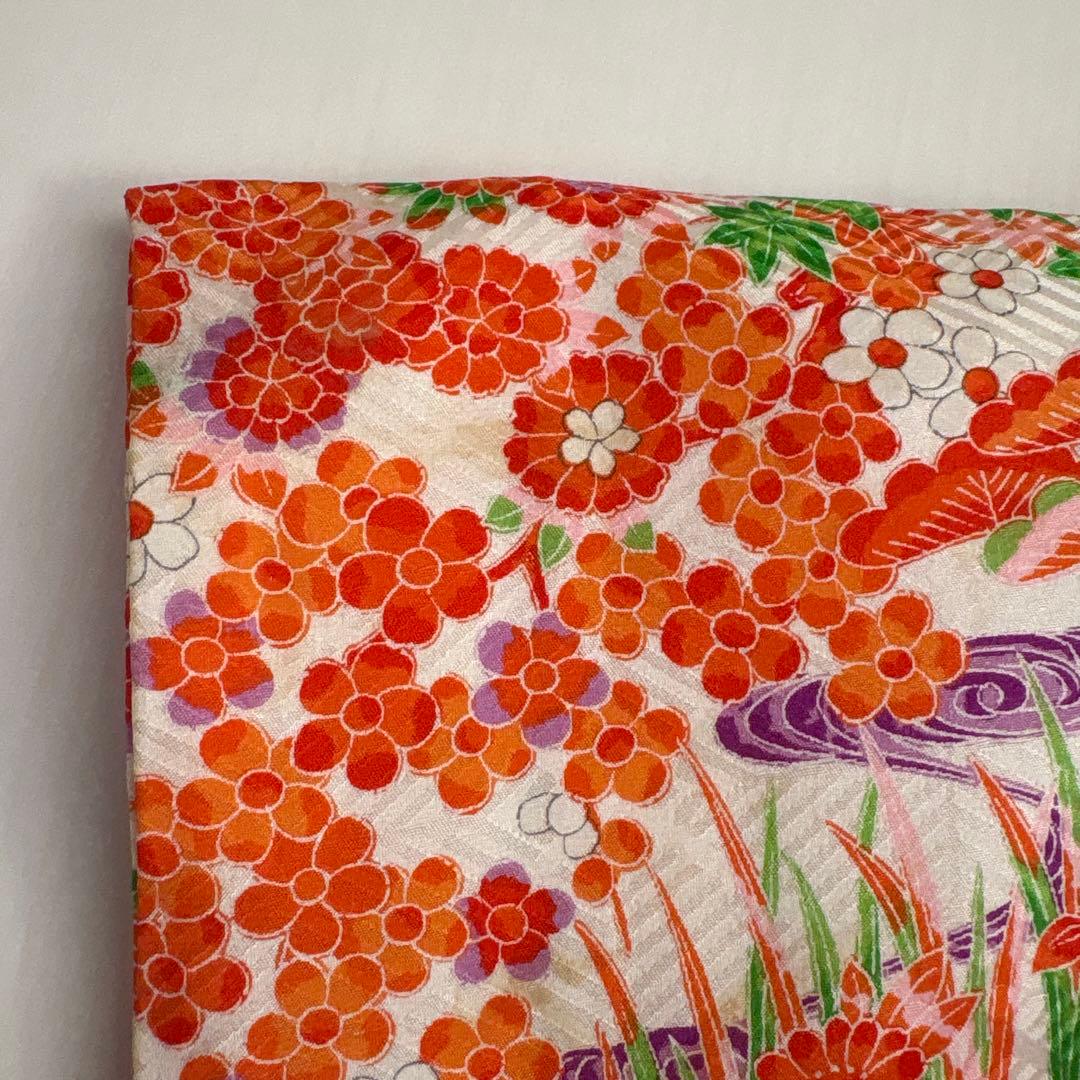 レトロ　総柄　正絹　七五三着物　3歳　女の子　被覆　襦袢付き　3点セット