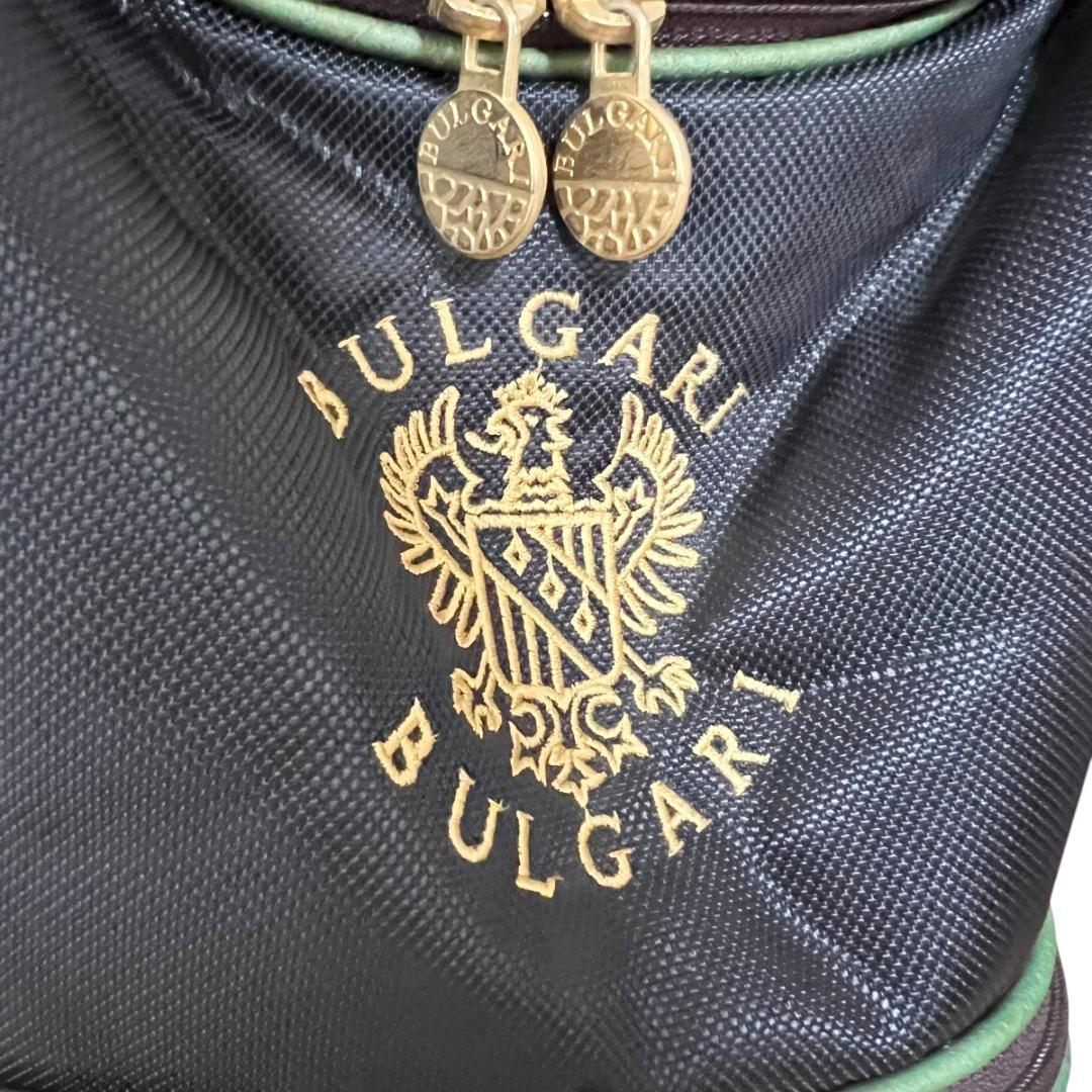 ブルガリ ゴルフバッグ クロコ ブラック キャンバス レザー ゴールド