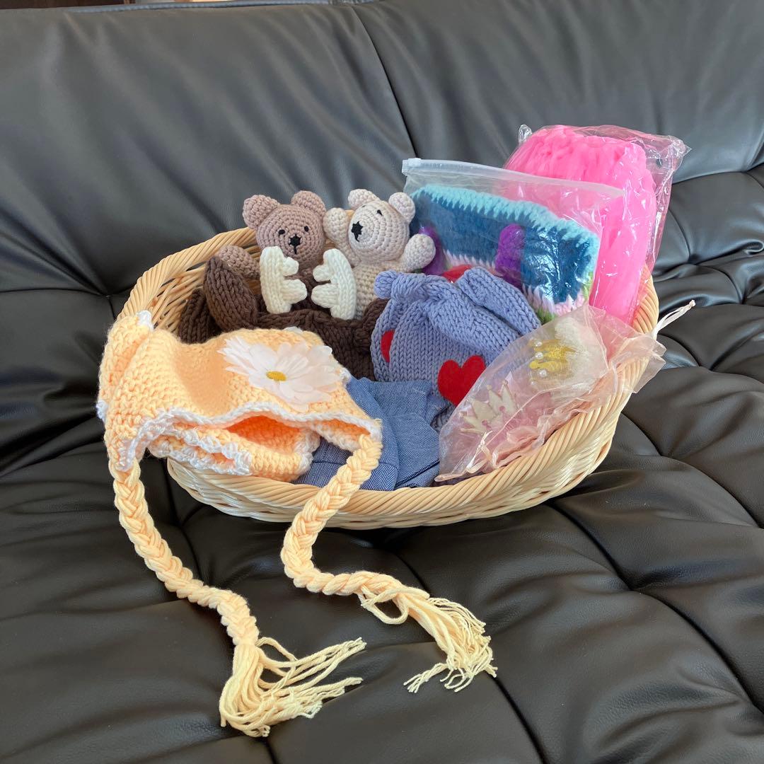 ニューボーンフォトセット★衣装（複数）★カゴ★ぬいぐるみなど