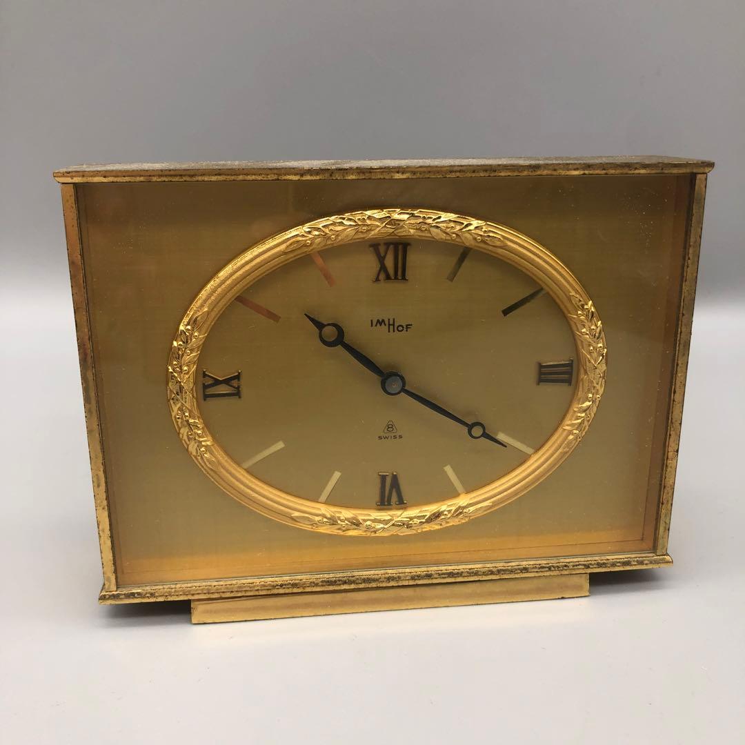 スイス高級時計メーカーIMHOFイムホフアンティーク真鍮ゴールド置き時計クロック