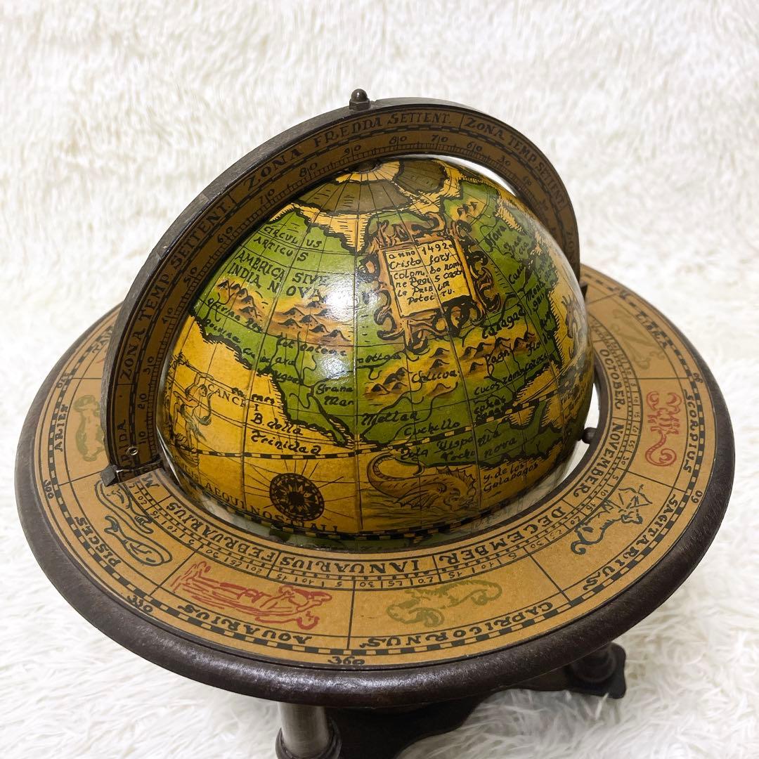 イタリアン 黄道十二宮 ヴィンテージ アンティーク 地球儀 木製 レア 希少