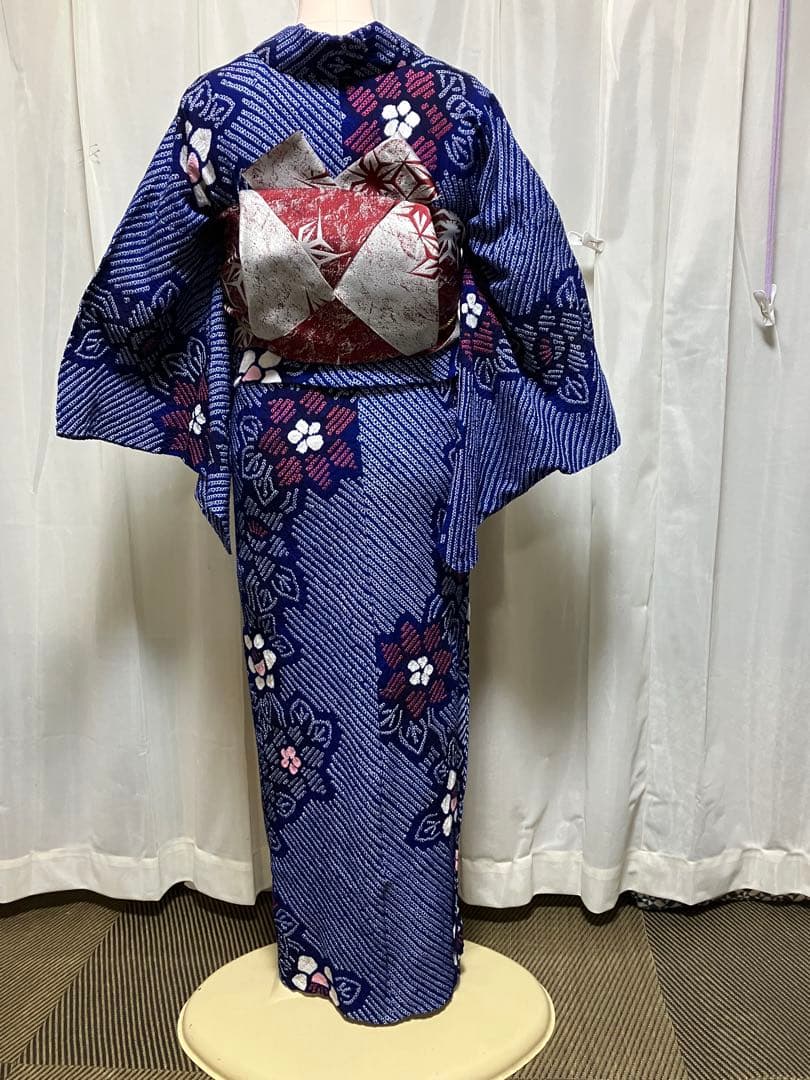 バ*ん様 有松鳴海総絞り浴衣のみ、瑠璃色152cm±5