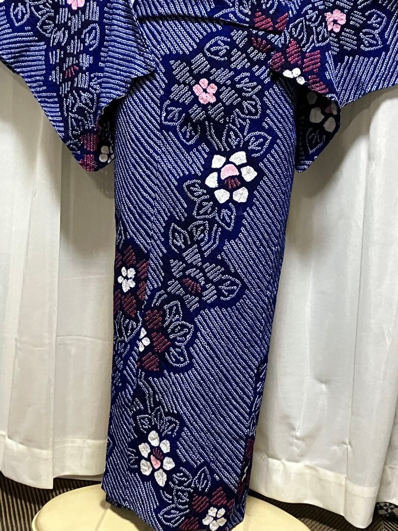 バ*ん様 有松鳴海総絞り浴衣のみ、瑠璃色152cm±5