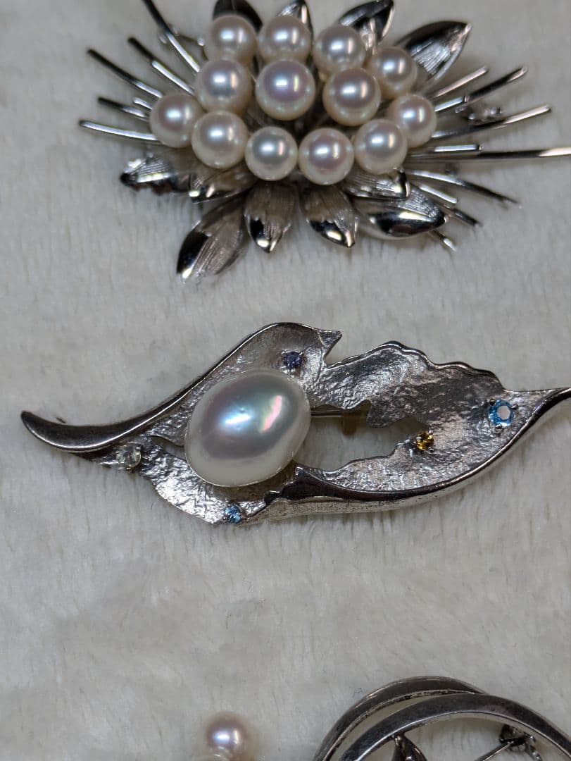 アコヤ真珠　あこや　ミキモト　ブローチ　帯留め　白蝶真珠　マベパール　ネックレス