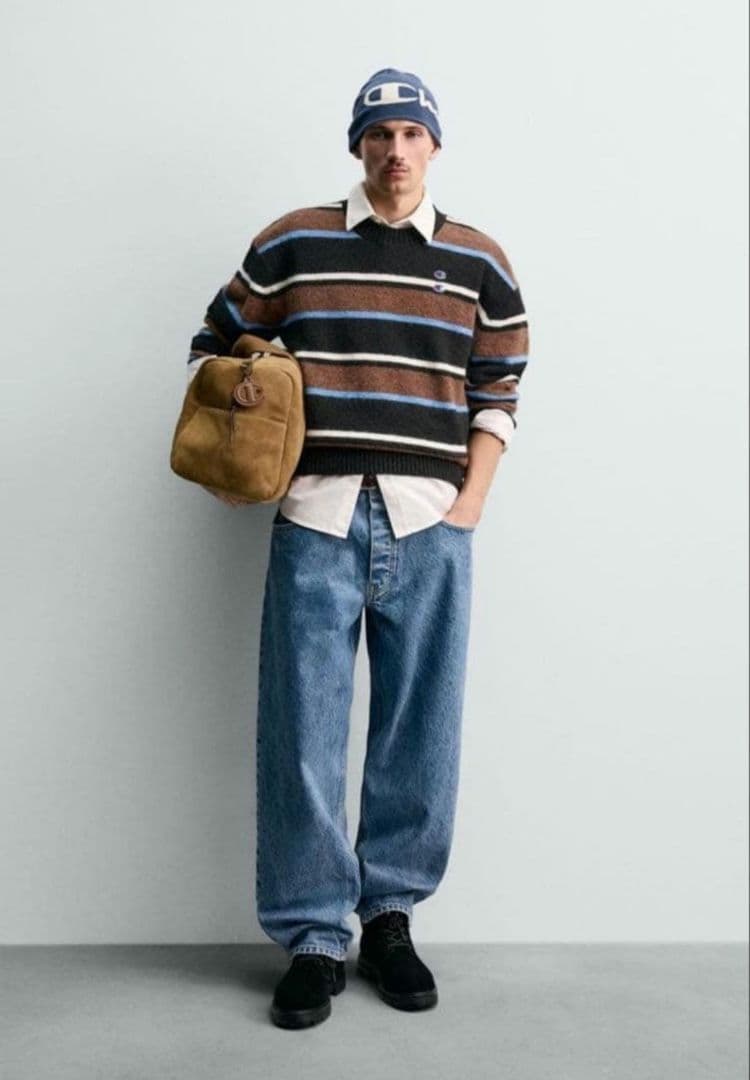 ザラ x チャンピオン コラボ ストライプニットセーター　Ｌ