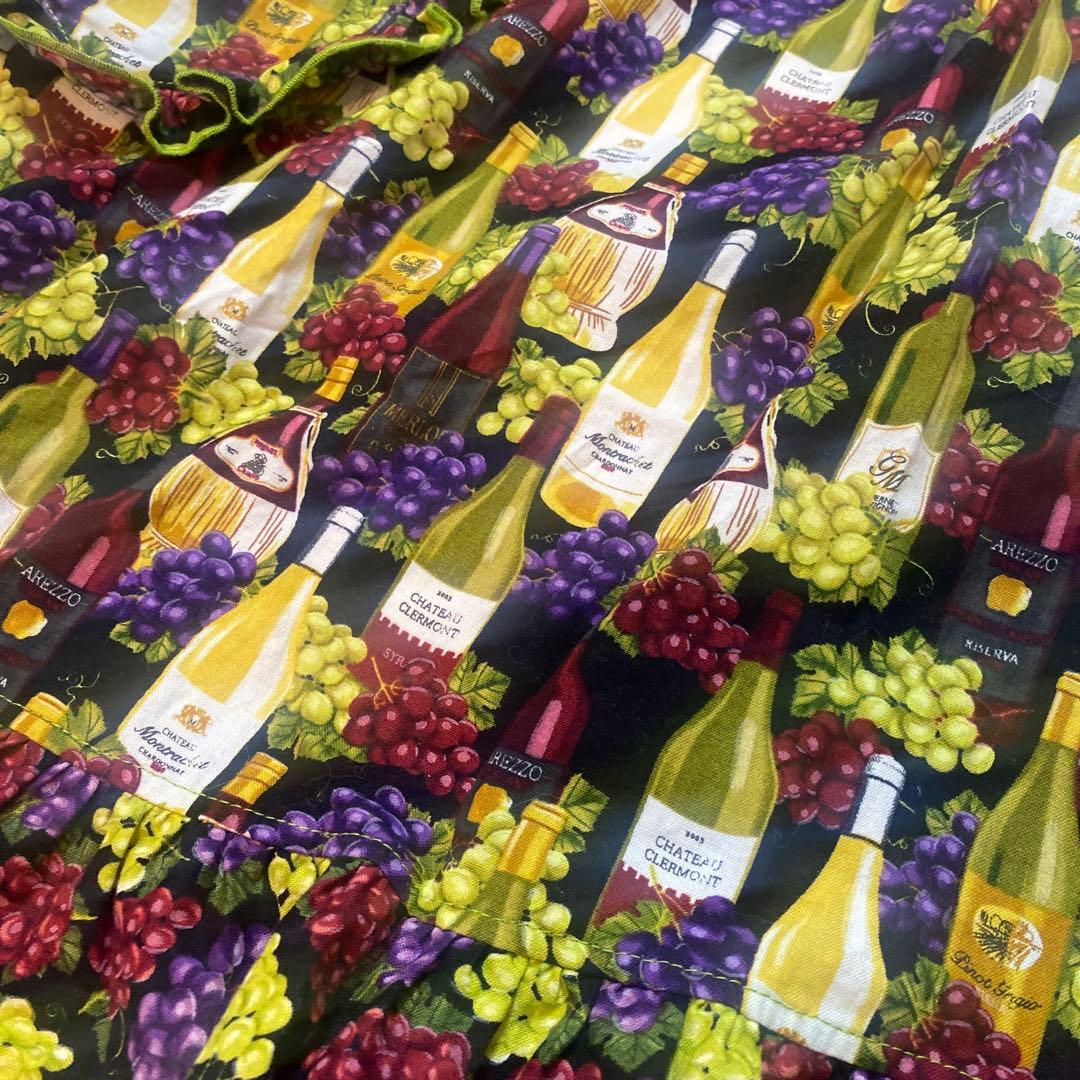 エプロン★ワイン柄★ソムリエ★ワインボトル柄★葡萄柄
