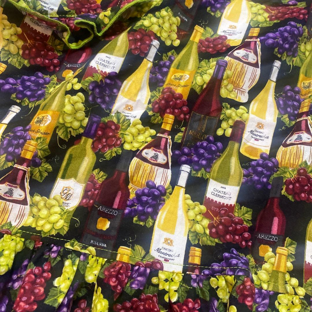 エプロン★ワイン柄★ソムリエ★ワインボトル柄★葡萄柄