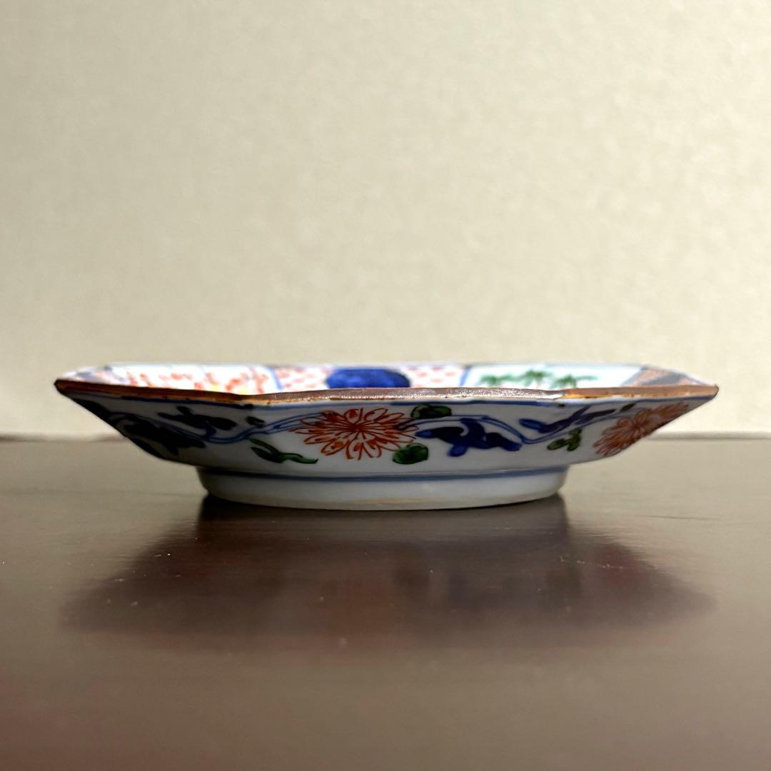 未使用保管✨九谷焼 色絵祥瑞松竹梅 4.8号 八角皿 単品✨ 須田菁華 皿 小皿