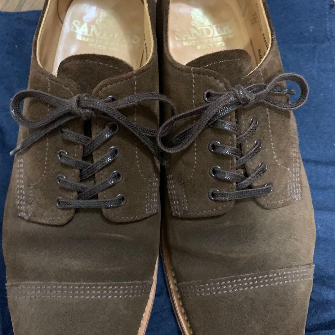 箱付き SANDERS サンダース スエード ドレスシューズ UK7