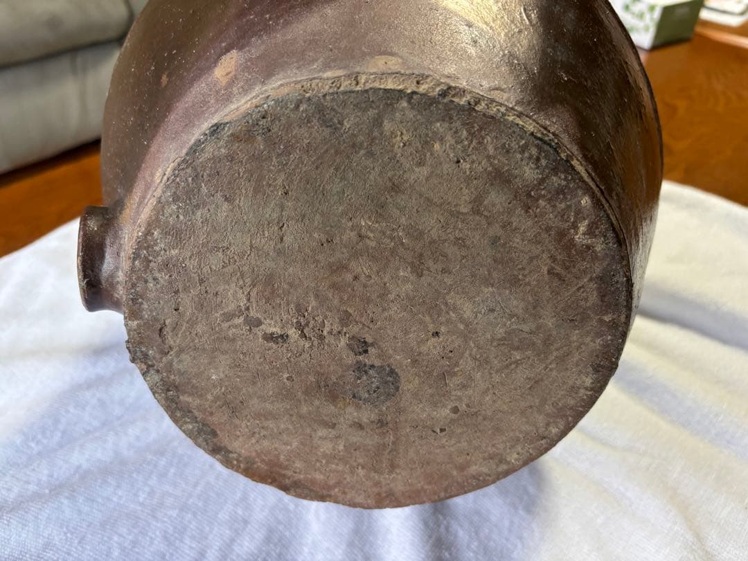 花入り 　古い甕　酢甕　　　骨董品　花瓶