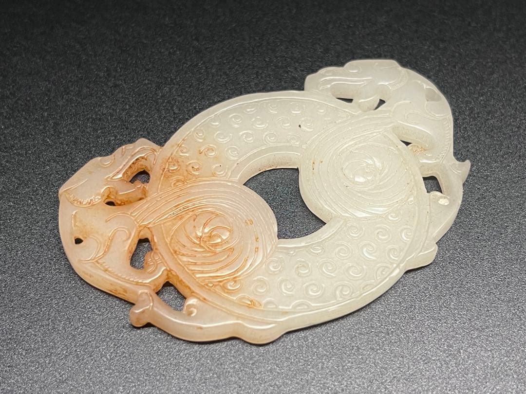 中国古美術　本物和田玉　根付　玉璧　細密彫　戦漢　旧蔵　コレクション　美品