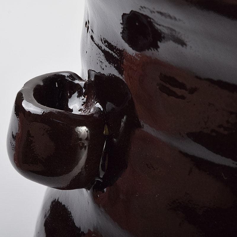 北大路魯山人作　黒織部　花草文　水指　銘清風　清水公照極め箱　M　R9402H