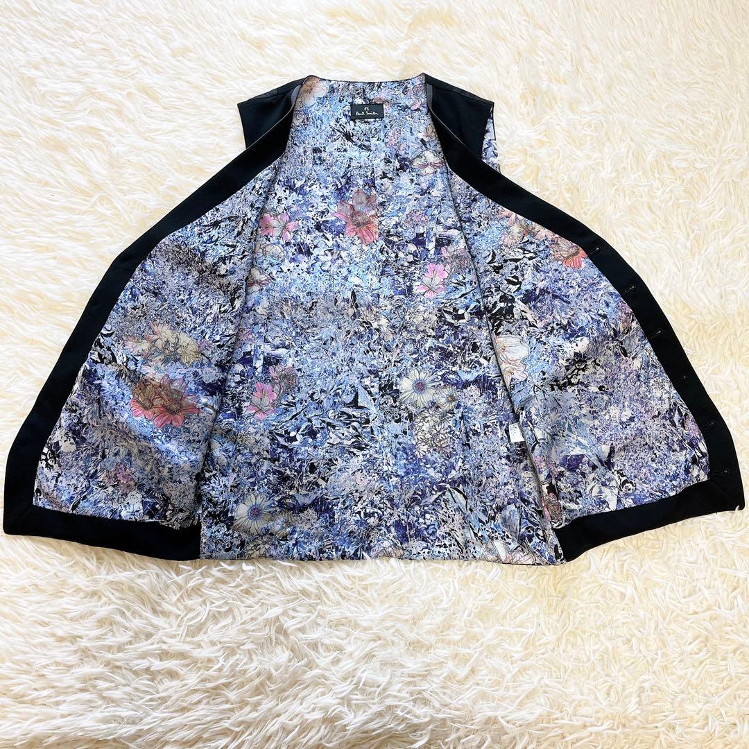 美品✨PSポールスミス 裏地花柄 ウールサテンベスト XLサイズ　パイピング