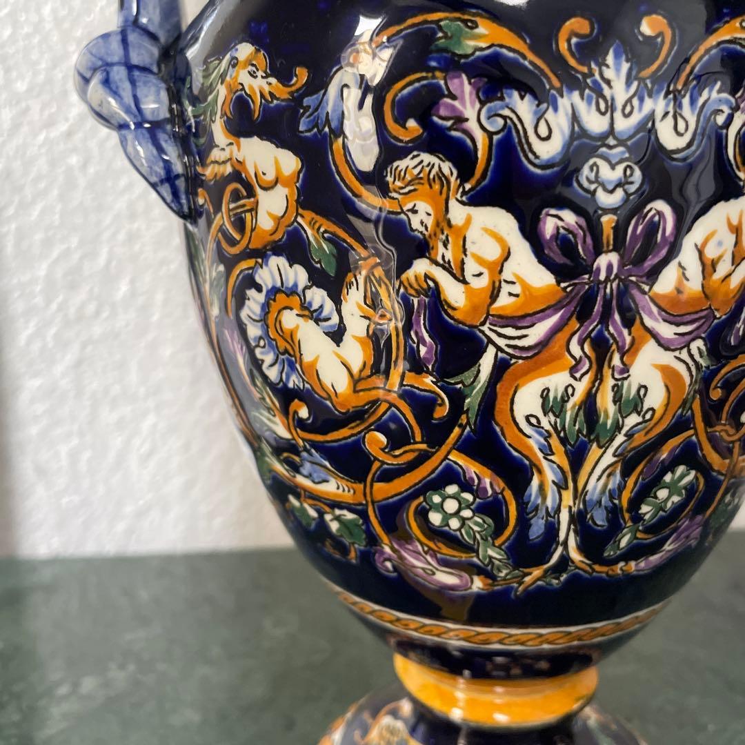 GIEN ジアン　フランス　花瓶　花びん　アンティーク　花器　取って付き　洋風