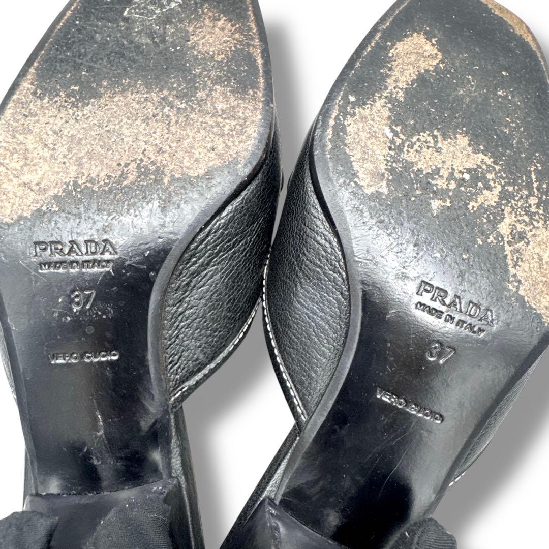 靴 Prada Leather Mule 37 Replaced Heels