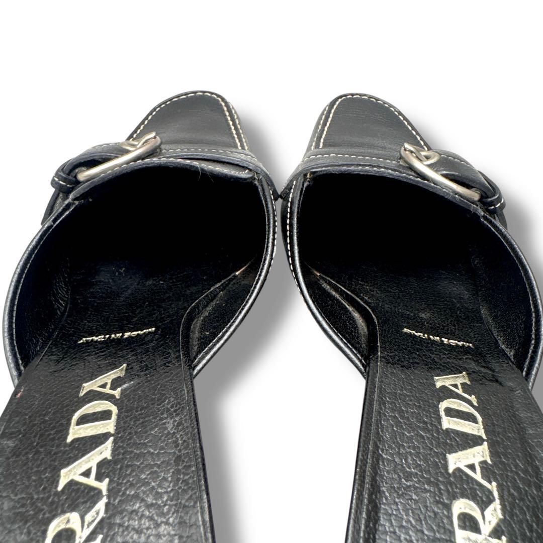 靴 Prada Leather Mule 37 Replaced Heels