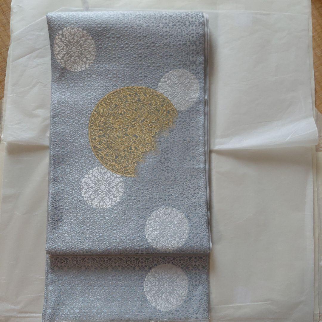 た*マ様 お太鼓の皺無しです　皇室御用達　山口美術織物　山口弘躬　小葵地葡萄鏡文