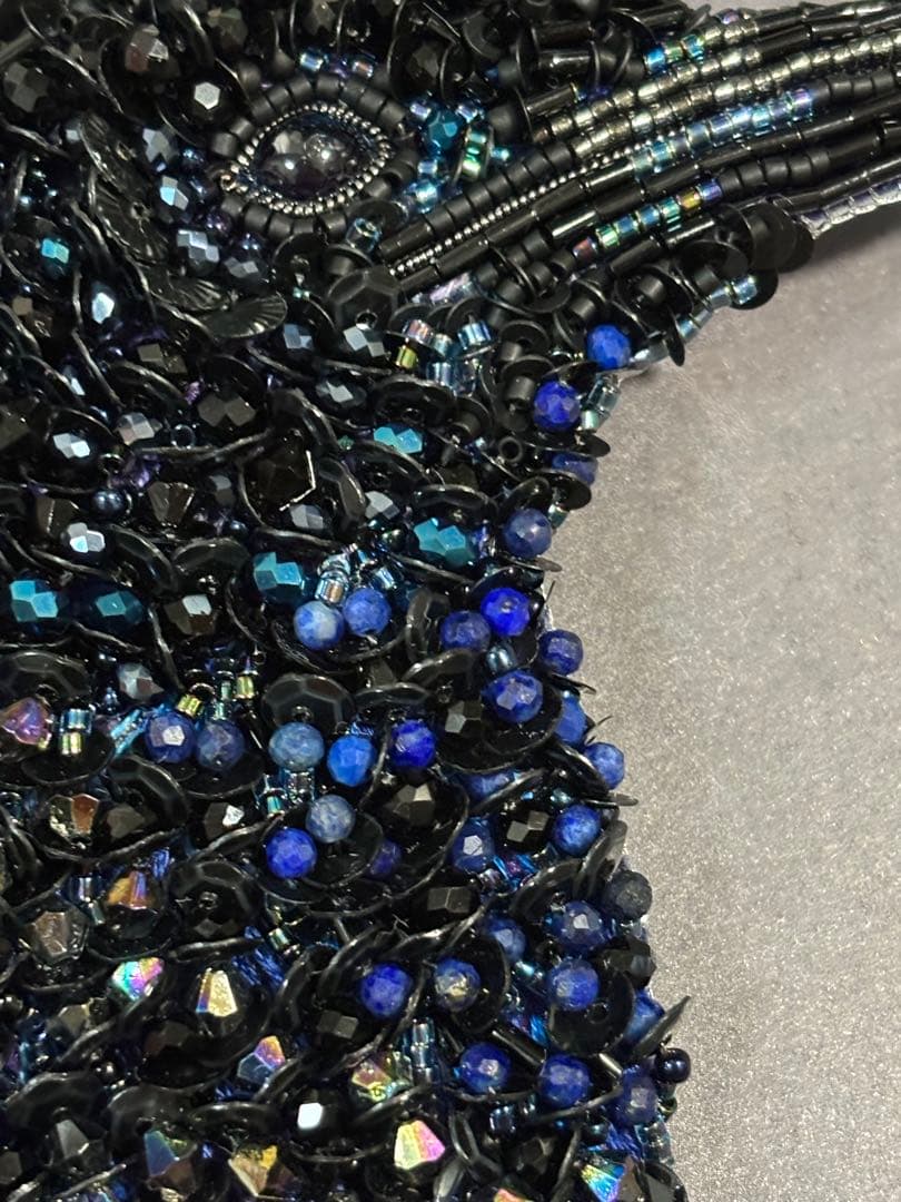 【ハシボソガラス】ビーズ刺繍ブローチバッグチャーム