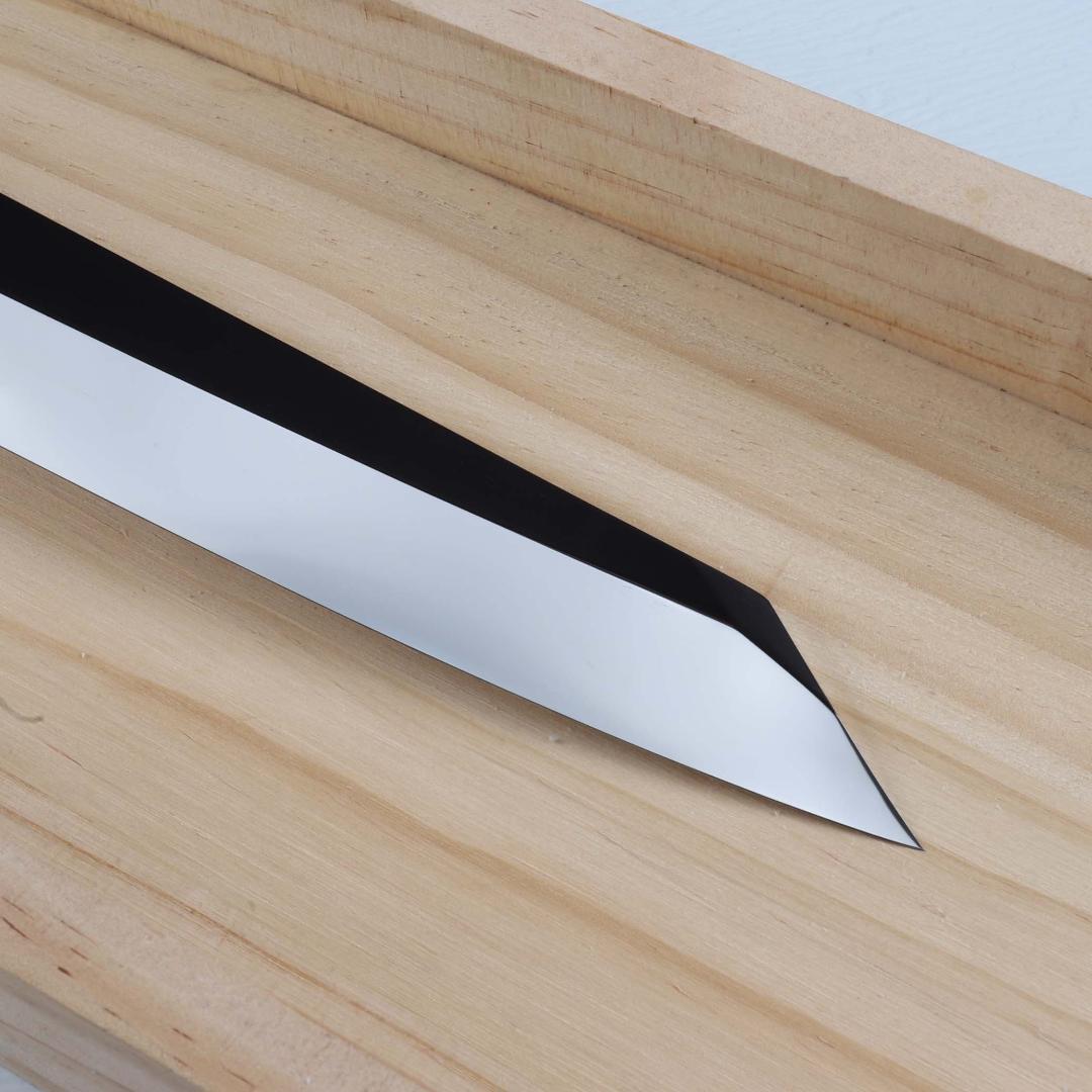 期間限定 7392 切付柳刃包丁 尺 ウルトラ鏡面仕上げ 黒檀水牛二本銀巻八角柄