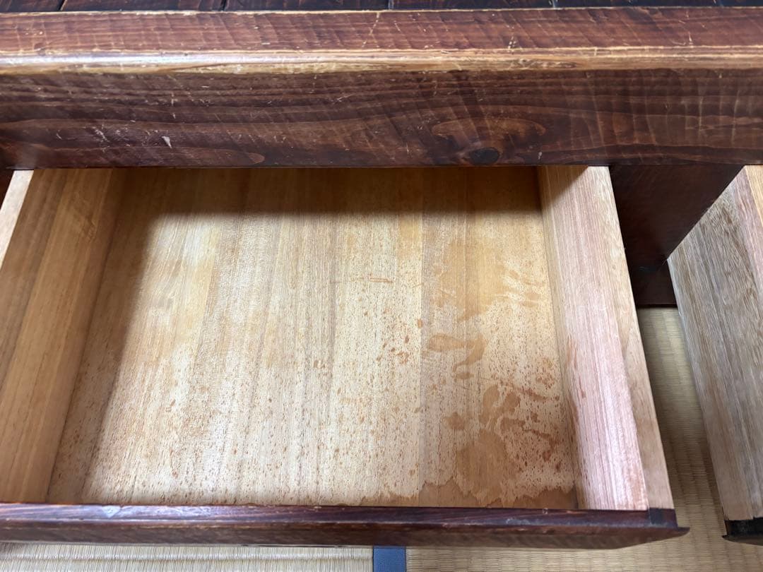 矢澤金太郎　無垢材の格子の長椅子　アンティーク