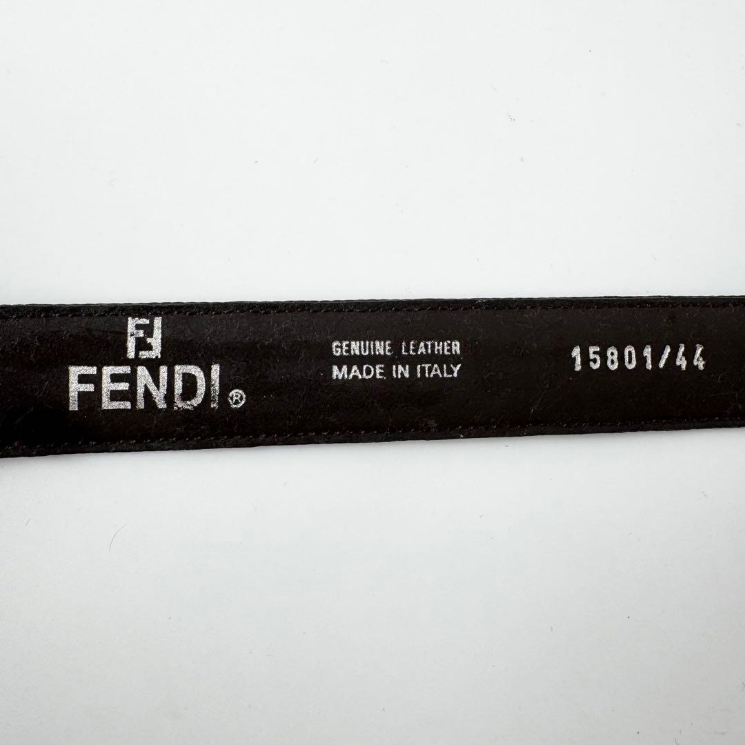 【美品】フェンディ ベルト ズッカ柄 シルバー金具 レザー ブラウン