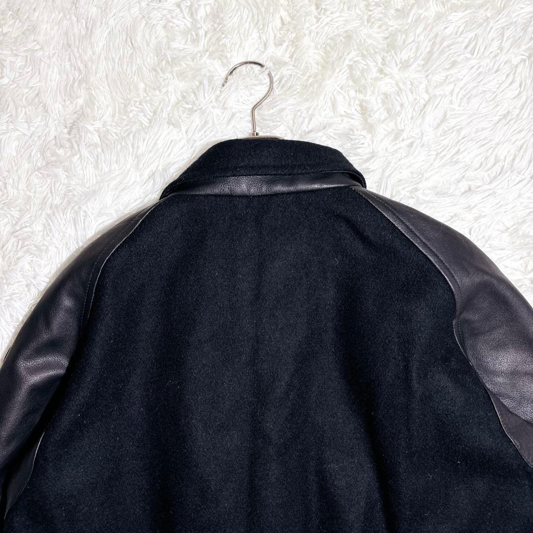 希少 00s PRODUCT 袖レザー スタジャン 刺繍 L ブラック レア