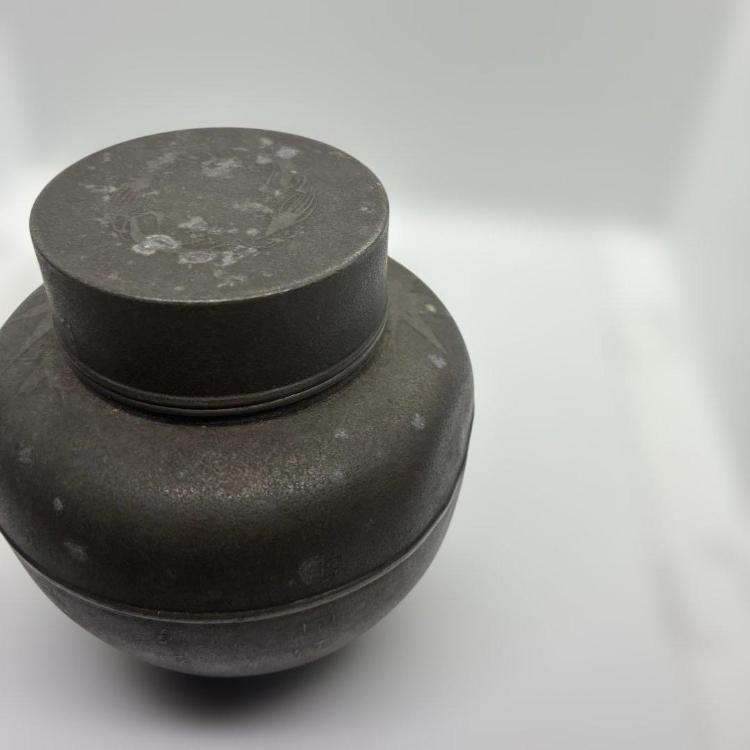 中国美術 煎茶 唐物 古錫 茶入 萬壽堂造　時代物 古美術